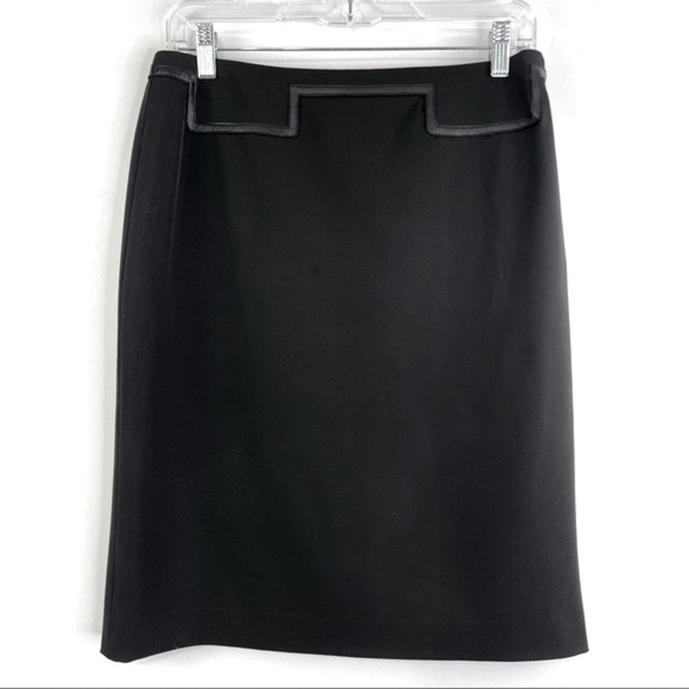 Etcetera Skirt Black Pencil Skirt Faux Leather Trim Skirt Size 4